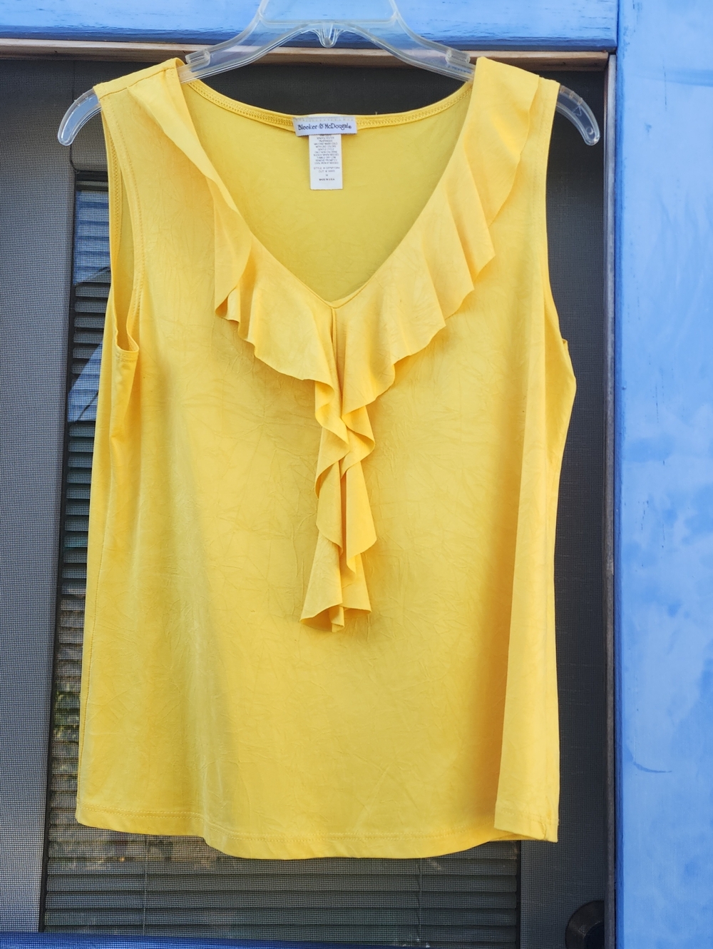 Sleeveless Ruffle V-Neck Blouse - Yellow